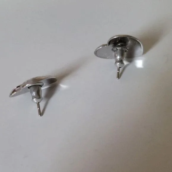 🩶 Vintage Beau B Heart Stud Earrings .925 Sterling Silver Beaucraft NWOT - Picture 4 of 7
